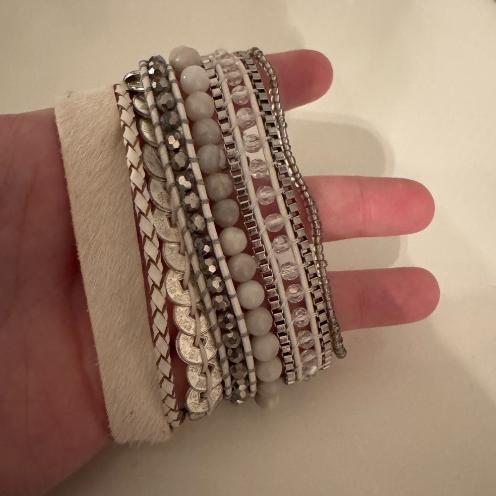 Victoria Emerson Silver and White Multi-Strand Bracelet